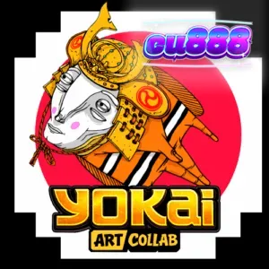 Tangkapan layar permainan slot Yokai menampilkan karakter samurai dan simbol mistis Jepang dengan latar belakang Gunung Fuji.